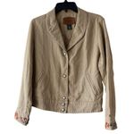 Ralph Lauren Dry Goods Co Embroidered Beige Khaki Jacket Size L Button-Up READ Photo 3