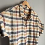 Free People Felicity Plaid Button Front Roll Tab Sleeve Romper Size Small Photo 7