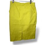 Loft Ann Taylor  Yellow Textured Slit Pencil Skirt | Size 4 Photo 2