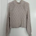 American Eagle  Small Beige Mock Neck Crochet Sweater Photo 3