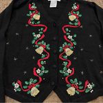 Victoria Jones  Petite women’s Medium black Christmas cardigan Photo 1