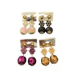 NEW Bundle of (4) Sequin Dangly Tassel Earrings Mardi Gras Purple Gold Photo 1
