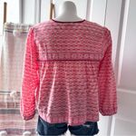Marea Isla Pink Floral Long Puff Sleeves Boho Pullover Top Women’s Size Large Photo 3