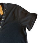 Lavender Field Lace Up Tunic Top V Neck Short Sleeve Black Casual Size S Photo 5