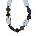 Wood & Beach Shell Long Blue & Brown Women’s Vintage statement Necklace Black Photo 6
