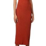 Alix NYC NWT Scoop Neck Stretch Jersey Ribbed Midi Dress in Rust Palma Photo 0