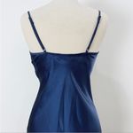 Bebe  satin effect spaghetti strap cowl neck midi  dress in navy Photo 6