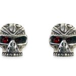Skull Head Stud Earrings for Men Women Streetwear Punk Hip Hop Unisex Style Silver Photo 0