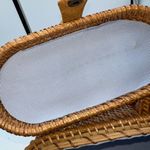 Vintage Handmade Wicker Basket and Leather Crossbody Bag Brown Photo 15