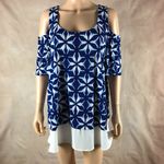 Karen Kane  Blue Kaleidoscope Stretch Jersey Top Plus 2X Photo 2