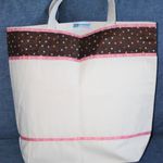 Big Canvas Tote Running Dog Beach Bag Coral and Brown on Tan NEW Photo 4