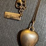 Saint Laurent Long Heart Charm Necklace in Metal Photo 4