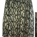 Notations Woman Burnout Gold & Black Metallic Floral Print Button Down Blouse Photo 0