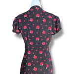 Modcloth  x Collectif Apple Print Midi Dress Black Red Heart Puff Sleeve Small Photo 5