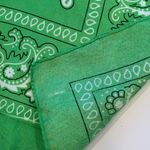 Lime Green Paisley Bandana Scarf with Black and White Pattern Photo 4
