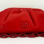 Badgley Mischka New Vegan Ruched Convertible Clutch with removable chain; Red Photo 10