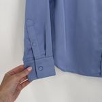 J.Crew  Slim-fit drapey button down‎ shirt luster crepe satin blue Size 6 Small Photo 4
