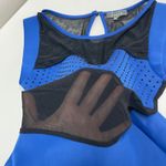 Gracia  Dress Womens Medium Blue Black‎ Mesh Rhinestone Studded Fit Flare Mini Photo 8
