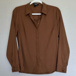 EXPRESS  Chocolate Brown Button Down Blouse Photo 0
