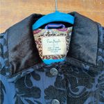 Free People  Paisley Gothic Navy Embroidered Lined Peacoat Jacket Swing Coat -2 Photo 2