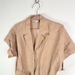 Iris & Ink Neutral Beige Linen Utility Shirt Dress Tan Size 10 Photo 2