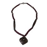 Vintage Bohemian Translucent Beaded Choker Necklace Intricate Pendant Clasp u Gold Photo 1