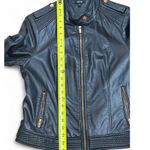 Apt. 9  Black Leather Jacket with‎ Stand-Up Collar and Fitted Silhouette Photo 2