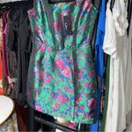 Lulus  Compelling Drama Green Floral Jacquard Lurex Bustier Mini Dress Photo 7