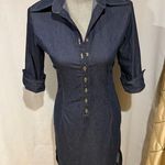 Demin dress with button up front and side slits Blue Photo 0