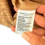 American Eagle Teddy Coat Women’s Brown Faux Fur Longline Jacket Size Large Photo 4
