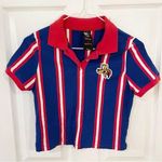 Disney X FOREVER 21 Goofy collared striped crop top M Photo 0