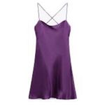 ZARA NWT  Purple Satin  lingerie style cowl neck tie back mini dress XL Photo 3