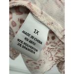 Ophelia Roe Ophelia‎ Roe Top Women 1X Pink Cream Cheetah Print V-Neck Long Sleeve Blouse Photo 4