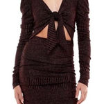 WAYF  x Emma Rose Corvette Ruched Minidress Women's Med Black Metallic V-Neck Photo 0