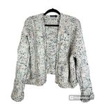 Moon & Madison Confetti Crocheted Chenille Open Front Cardigan White Size Large Photo 0