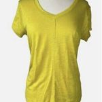 Tahari  Womens Medium TShirt 100% linen Yellow Short Sleeves Vneck New Size Xl Photo 0