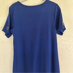 Quacker Factory  Blue White Size XS Short Sleeve‎ Striped Hem Knit Dress Grommets Photo 6