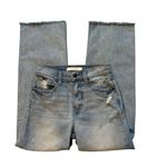 Eunina  Dawn Distressed Frayed Hem High Rise Wide Leg Crop, Sz 1 Photo 7