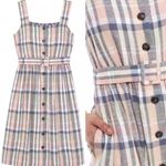 Gal Meets Glam GAL Mets GLAM NWT Madras Plaid Check Linen Blend Dress Size 10P Photo 2