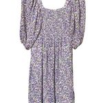 Nina Leonard  Ditsy Floral Smocked Puff Sleeve Dress Crinkle Knit XS Cottagecore Photo 2