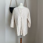 Flax  Beige Linen Button Back Pockets Crossover Tunic, Size Large Photo 1