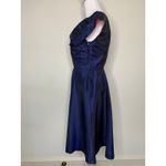 Vintage Navy Blue ? Taffeta 50s 60s Dress Handmade Ruched Bodice Size XS Photo 2