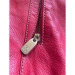 Large Red Leather Tote Bag With Double Handles Front Zipper Pocket Photo 3