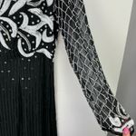 Vtg Lawrence Kazar Silk Beaded Formal Dress Sz XL Black White Sequin Long Sleeve Photo 8