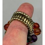Vtg Ring Bubble Colorful Beads Floral Cluster One Size Stretch Band Photo 3