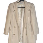 70s Vintage Ivory Wool Forecaster Coat military naval style double breasted Med White Photo 0