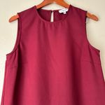 Gilli Burgundy Feather Trim Shift Dress Size Medium Red Photo 5