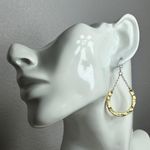 Two tone Gold tone Hammered dangle Earrings Photo 6