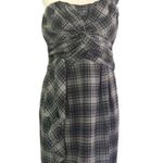 Nanette Lepore One Shoulder Cocktail Dress Mini Sheath Draped Plaid Gray Size 6 Photo 0