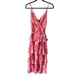 Adelyn Rae  Ruffle Floral V-Neck Spaghetti Strap Open Back Tiered Midi Dress S Photo 3